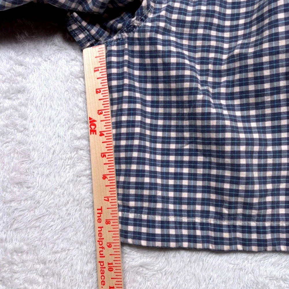 Y2K Hollister Button Fly Chino Shorts Mens 32 Blue Gingham Check Coastal Seagull